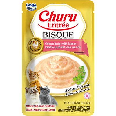 Inaba Inaba Churu Entree Bisque Chicken Recipe with Salmon Wet Cat Food, 3-oz pouch, case of 6