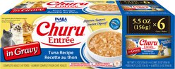 Inaba Churu Entree in Gravy Tuna Recipe Wet Cat Food, 5.5-oz can, case of 6