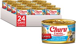 Inaba Churu Entree in Gravy Chicken Recipe with Cheese Wet Cat Food, 3-oz can, case of 24