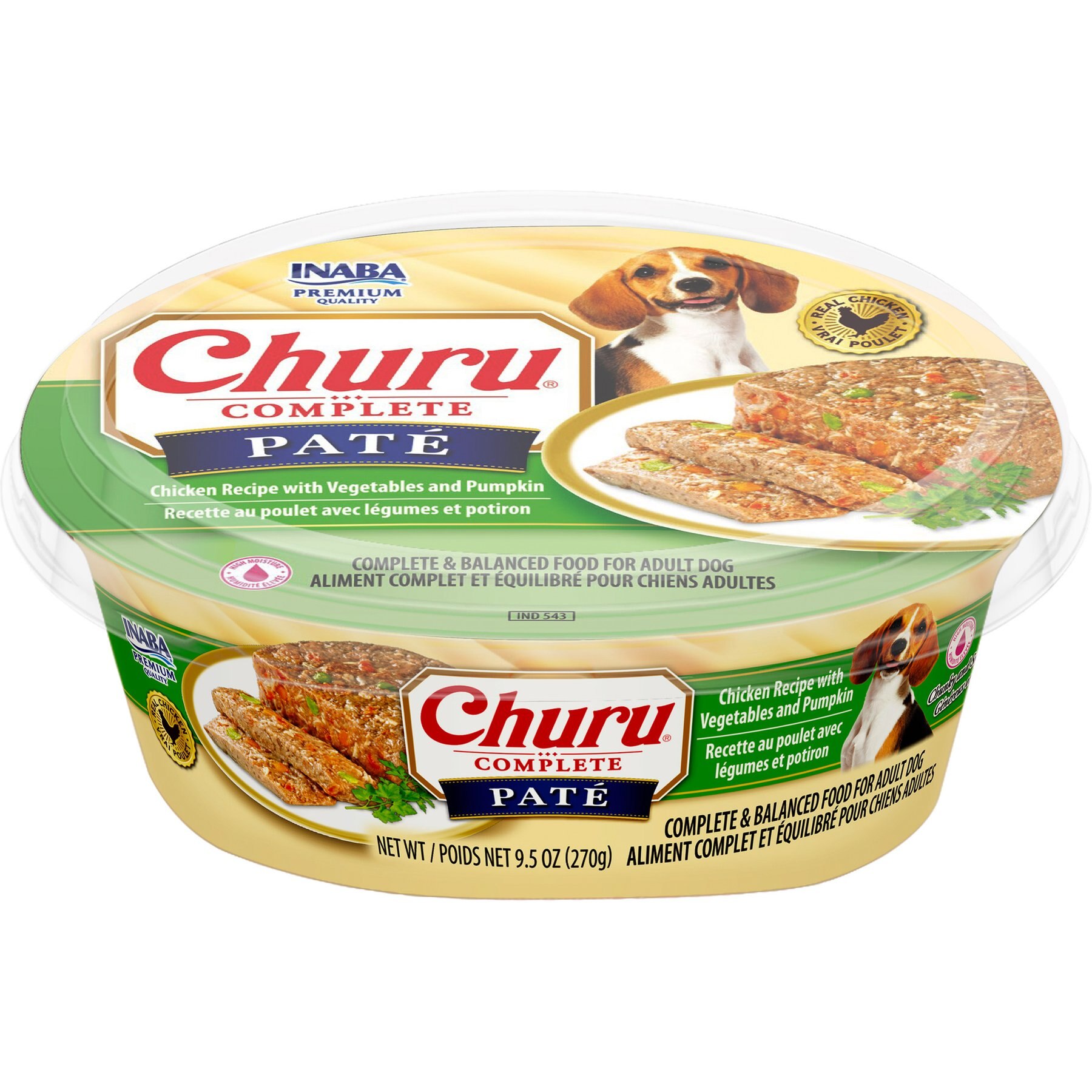 Inaba Churu Complete Pate Chicken Recipe with Vegetables & Pumpkin Wet Dog Food, 9.52-oz cup, case of 8