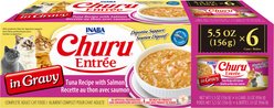 Inaba Churu Entree in Gravy Tuna Recipe with Salmon Wet Cat Food, 5.5-oz can, case of 6