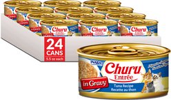 Inaba Churu Entree in Gravy Tuna Recipe Wet Cat Food, 5.5-oz can, case of 24