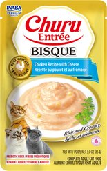 Inaba Churu Entree Bisque Chicken Recipe with Cheese Wet Cat Food, 3-oz pouch, case of 6