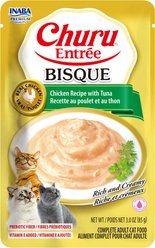 Inaba Churu Entree Bisque Chicken Recipe with Tuna Wet Cat Food, 3-oz pouch, case of 6