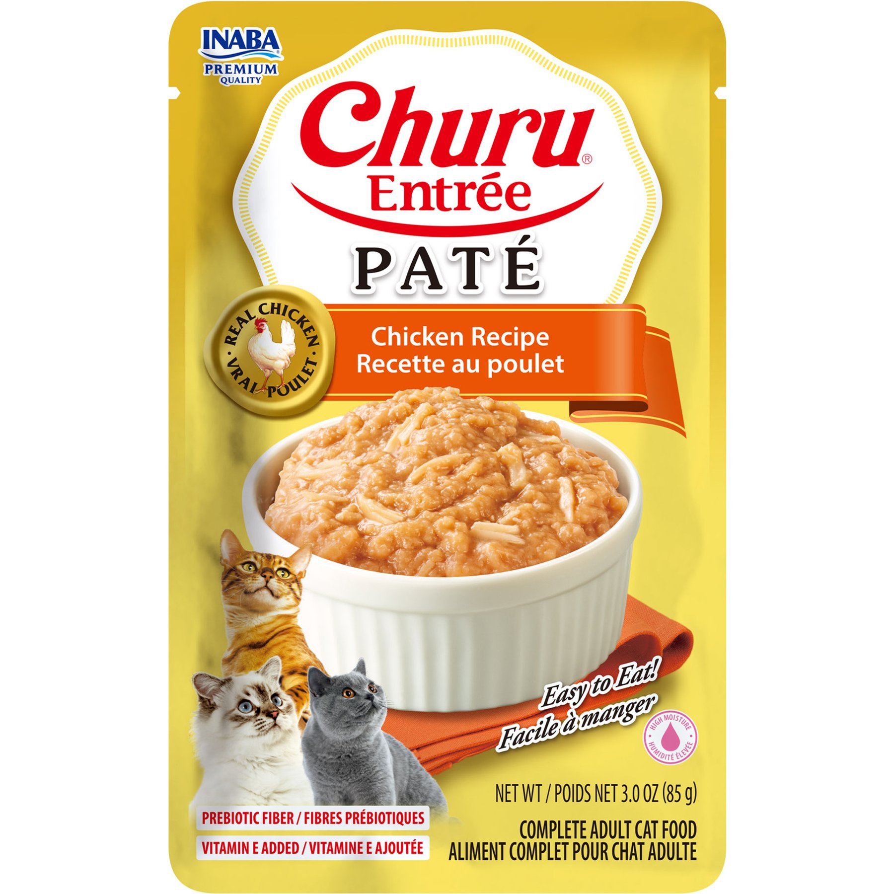 Inaba Churu Entree Pate Chicken Recipe Wet Cat Food, 3-oz pouch, case of 6