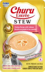 Inaba Churu Entree Stew Chicken Recipe with Salmon Wet Cat Food, 3-oz pouch, case of 6