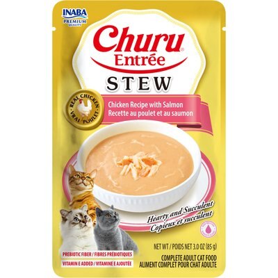 Inaba Inaba Churu Entree Stew Chicken Recipe with Salmon Wet Cat Food, 3-oz pouch, case of 6