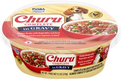 Inaba Churu Complete in Gravy Chicken Recipe with Vegetables & Beef Wet Dog Food, 9.5-oz cup, case of 8 slide 1 of 2