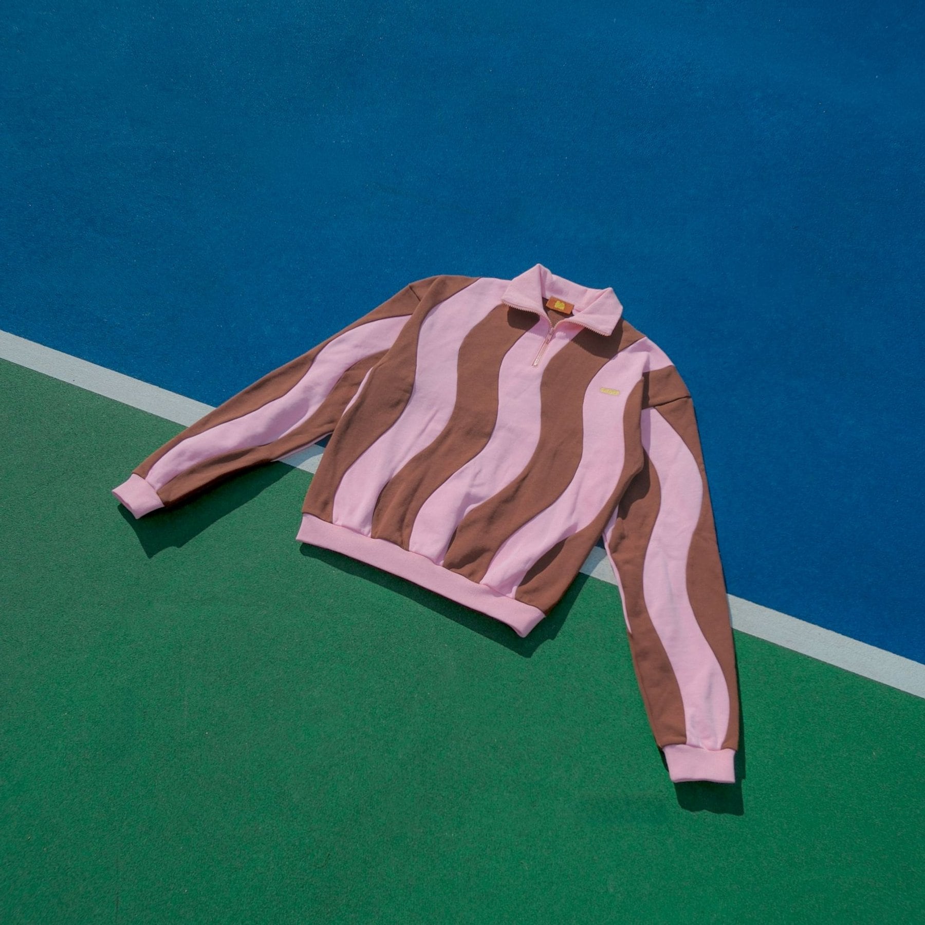 SUNBEAN Ziggy Cotton Human Quarter-Zip Sweatshirt, Peony/Expresso, Large