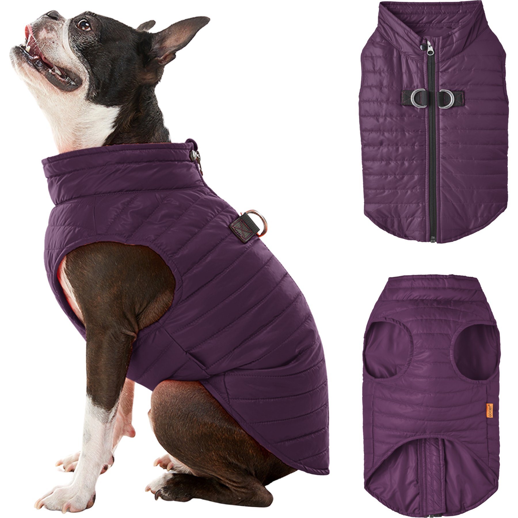 Gooby Puffer Dog Vest, Grape, X-Large