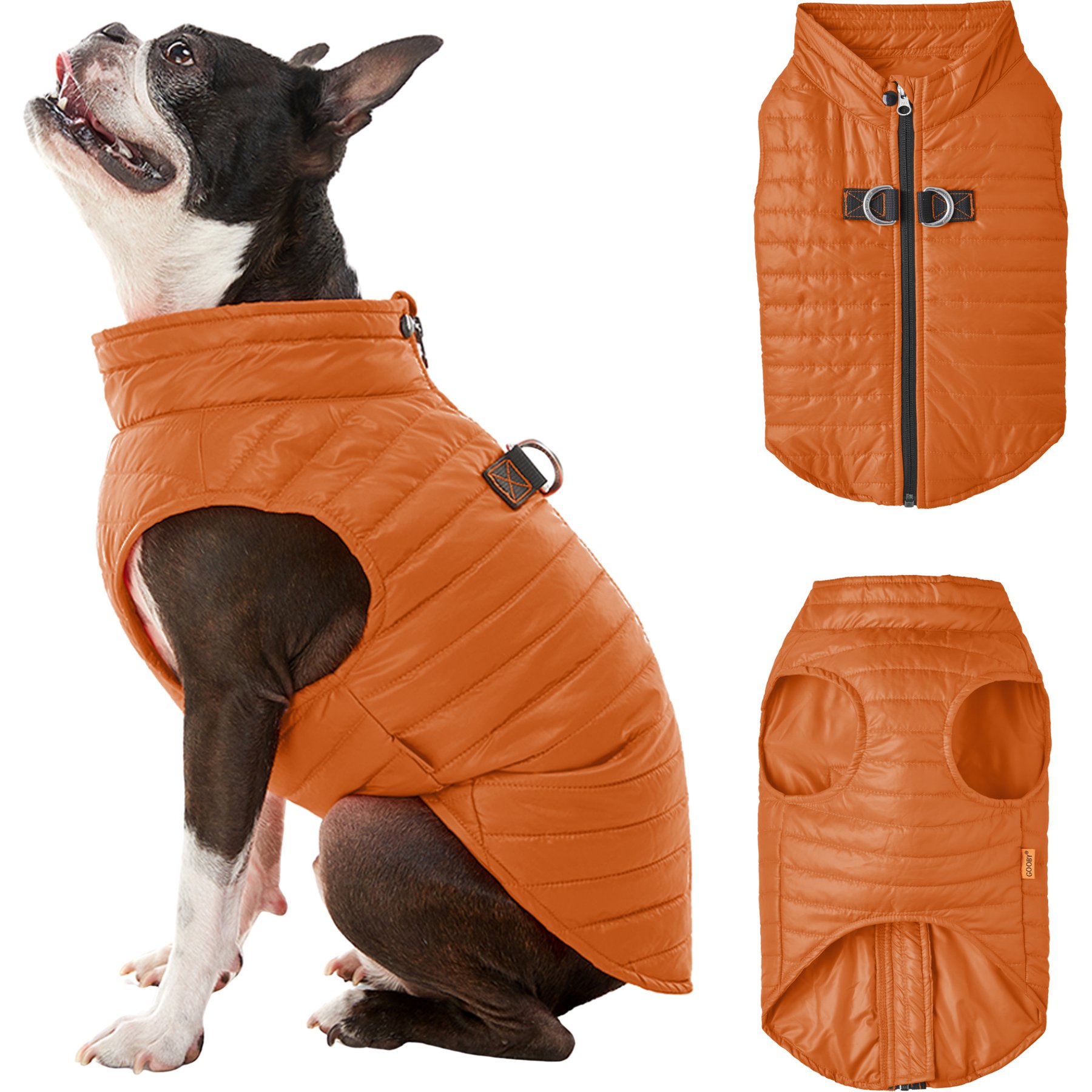 Gooby Puffer Dog Vest, Pumpkin, X-Large