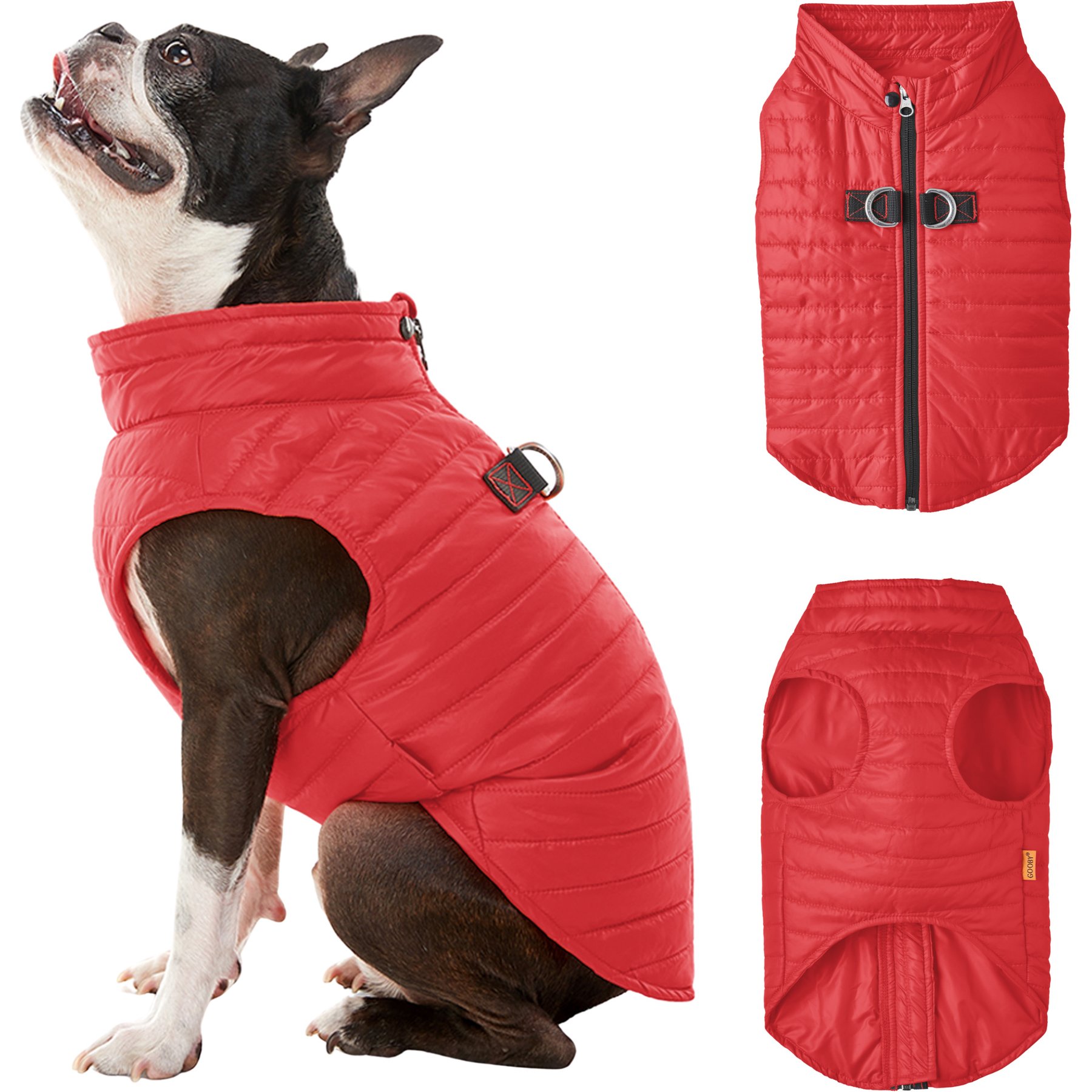 Gooby Puffer Dog Vest, Red, X-Small