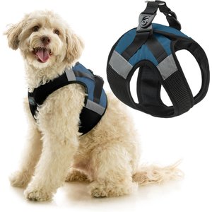 Gooby Soft Mesh X Step-In Dog Harness, Blue, Medium: 16 to 19.75-in. chest