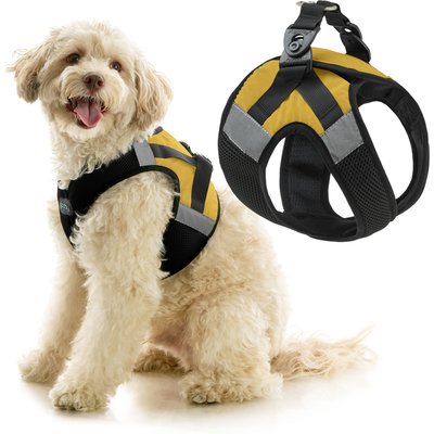 Gooby Gooby Soft Mesh X Step-In Dog Harness, Yellow, Medium: 16 to 19.75-in. chest