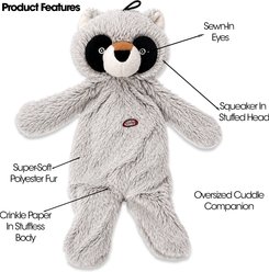PetRageous Designs Mojo Plush Raccoon Stuffless Body Dog Toy, 20-in slide 2 of 3