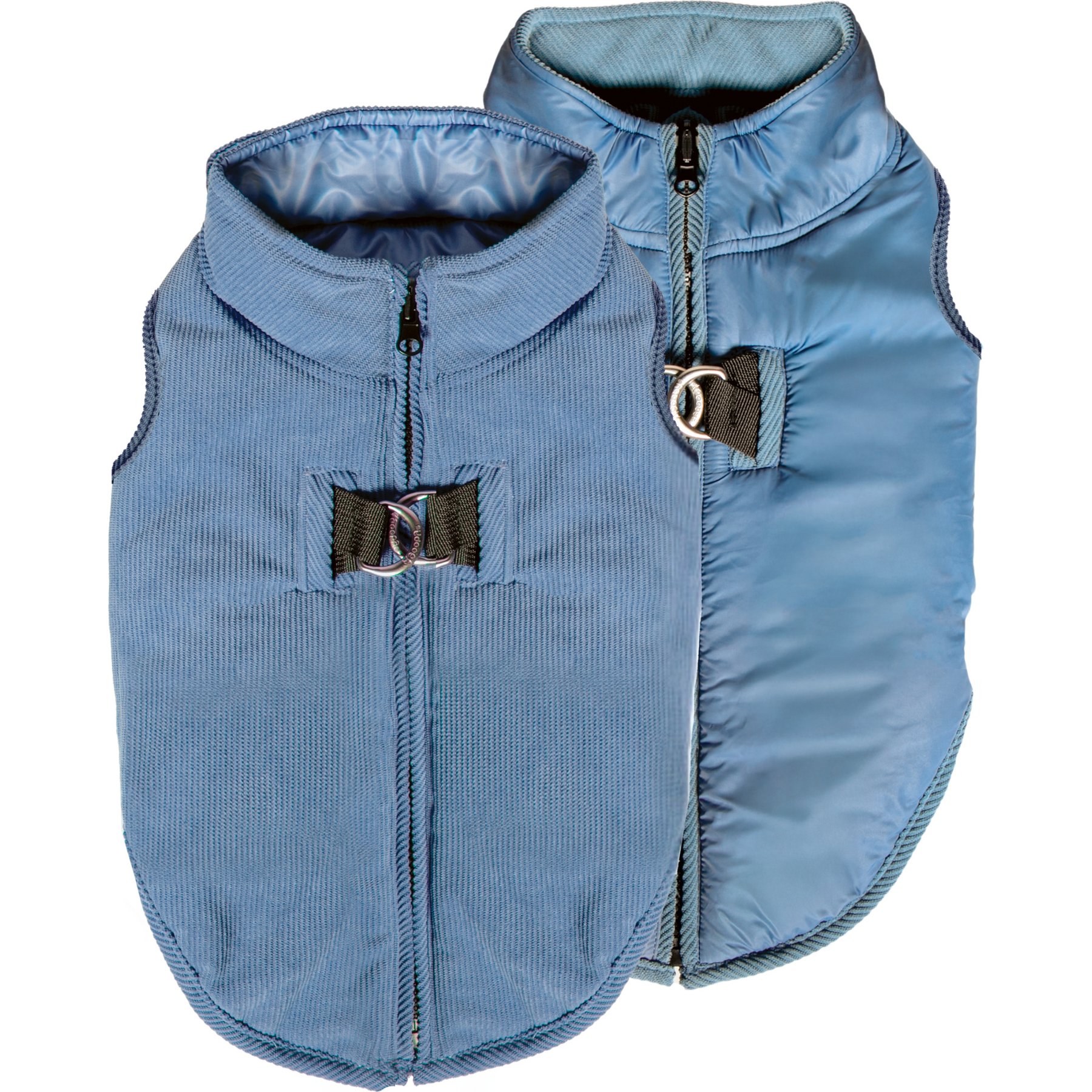 Gooby Corduroy Reversible Zip Up Vest, Blue, Medium