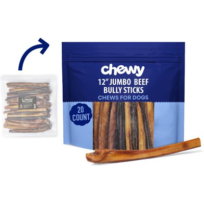 Chewy Made Chewy Made Jumbo Bully Stick 12" Dog Treats (FORMERLY BONES & CHEWS), 20 count