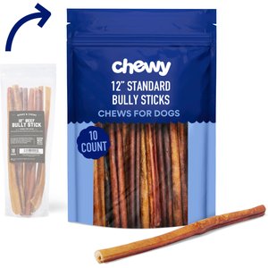 Chewy Made Standard Bully Stick 12" Dog Treats (FORMERLY BONES & CHEWS), 10 count