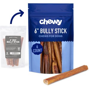 Chewy Made Standard Bully Stick 6" Dog Treats (FORMERLY BONES & CHEWS), 6 count