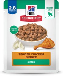 Hill's Science Diet Kitten Tender Chicken Recipe Cat Food, 2.8-oz pouch, case of 24