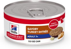 Hill's Science Diet Senior Adult 7+ Savory Turkey Entree Wet Cat Food, 5.5-oz can, case of 24