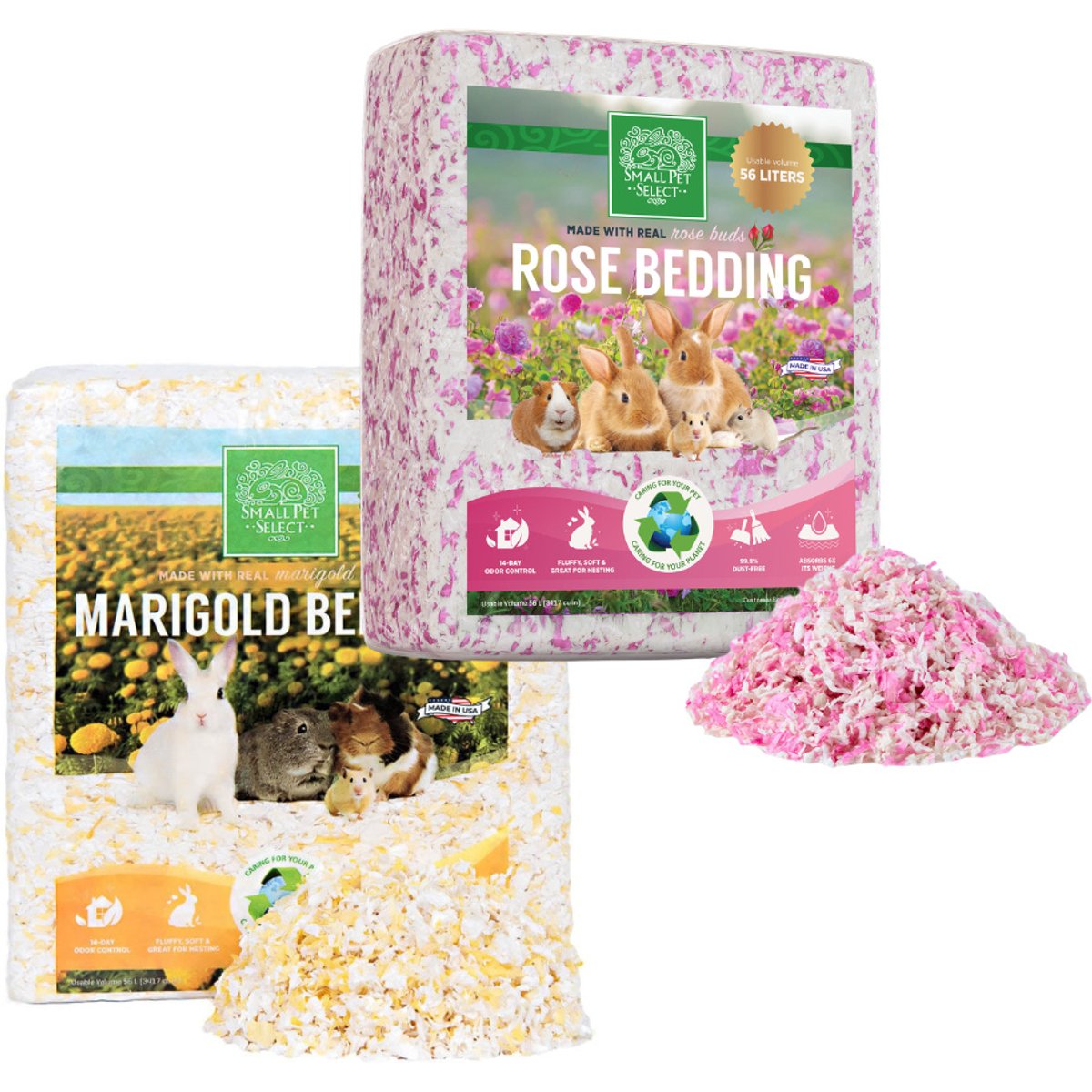Small Pet Select Floral Rose & Marigold Small Pet Bedding, 56-l bag, 2 count