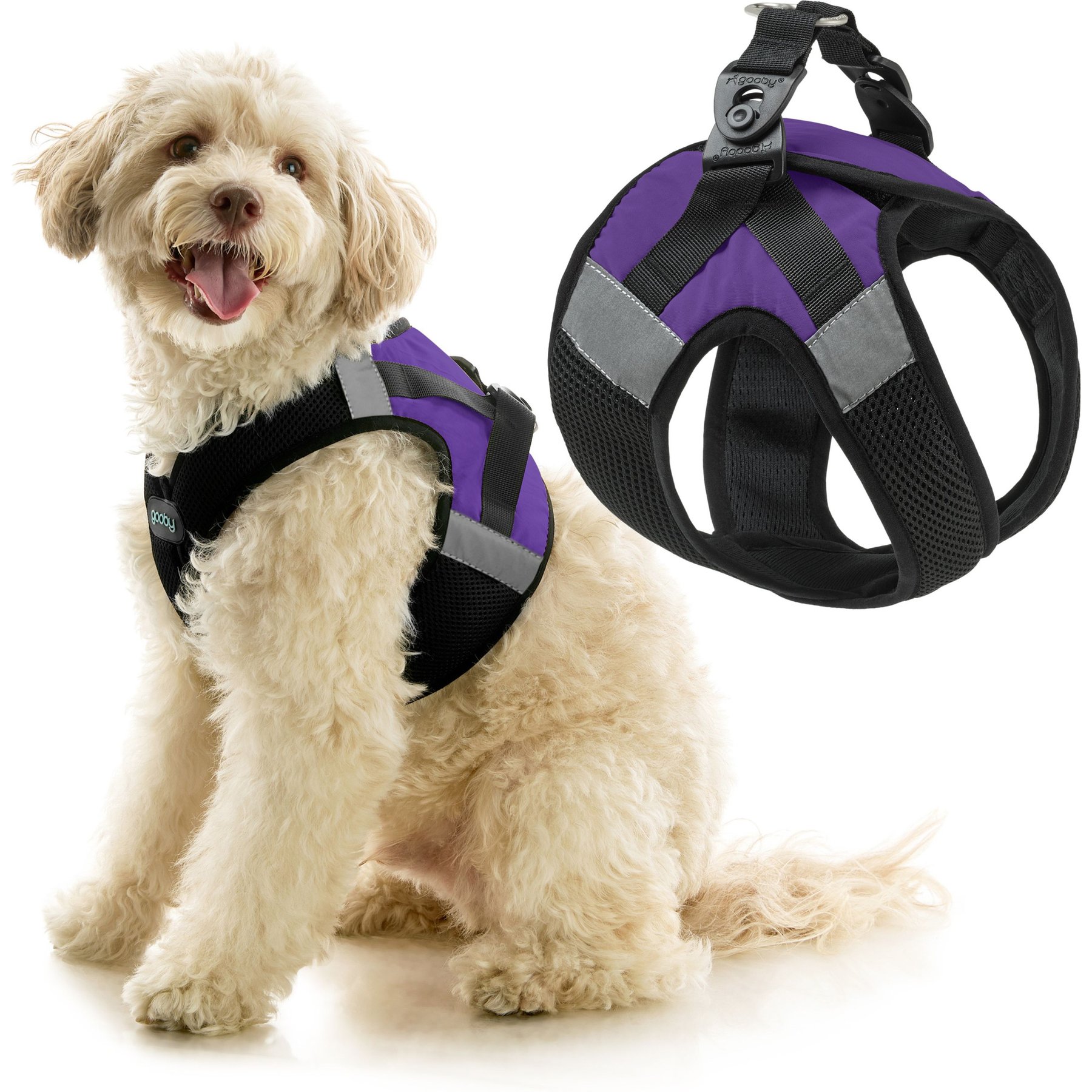 Gooby Soft Mesh X Step-In Dog Harness, Purple, Medium: 16 to 19.75-in. chest