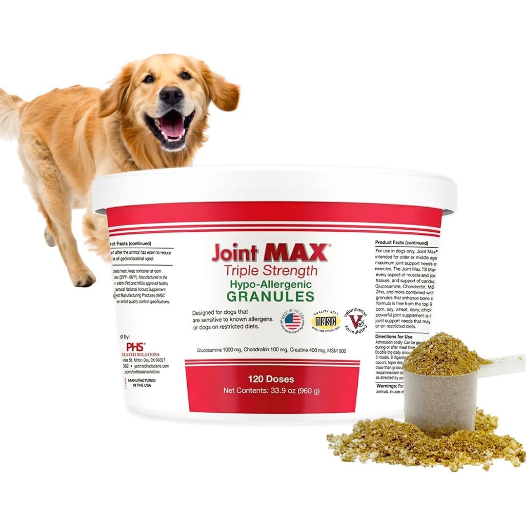 Joint MAX Triple Strength Hypo-Allergenic Granules for Dogs, 120 doses