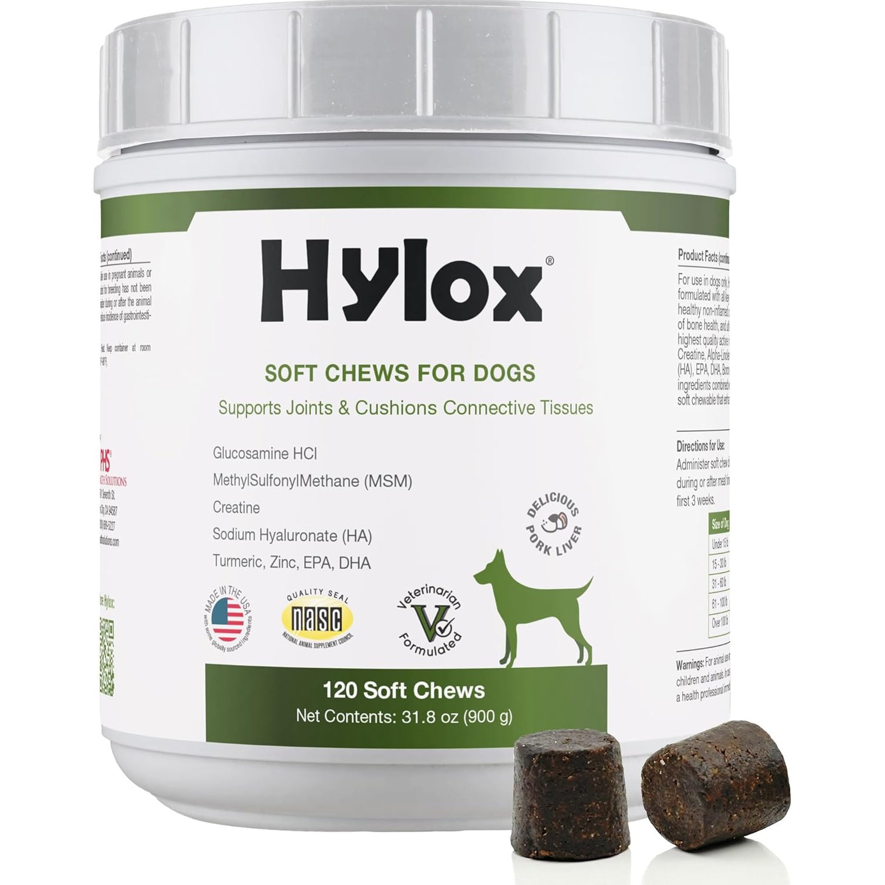 Hylox Nutritional Supplement Soft Chews for Dogs, 120 count