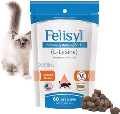 Felisyl Chicken Flavored Soft Chew L-Lysine Respiratory & Immune Supplement for Cats, 60 count