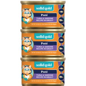Solid Gold Flavorful Feast Real Tuna & Sardine Grain-Free Gravy Pate Wet Cat Food, 3-oz can, case of 3