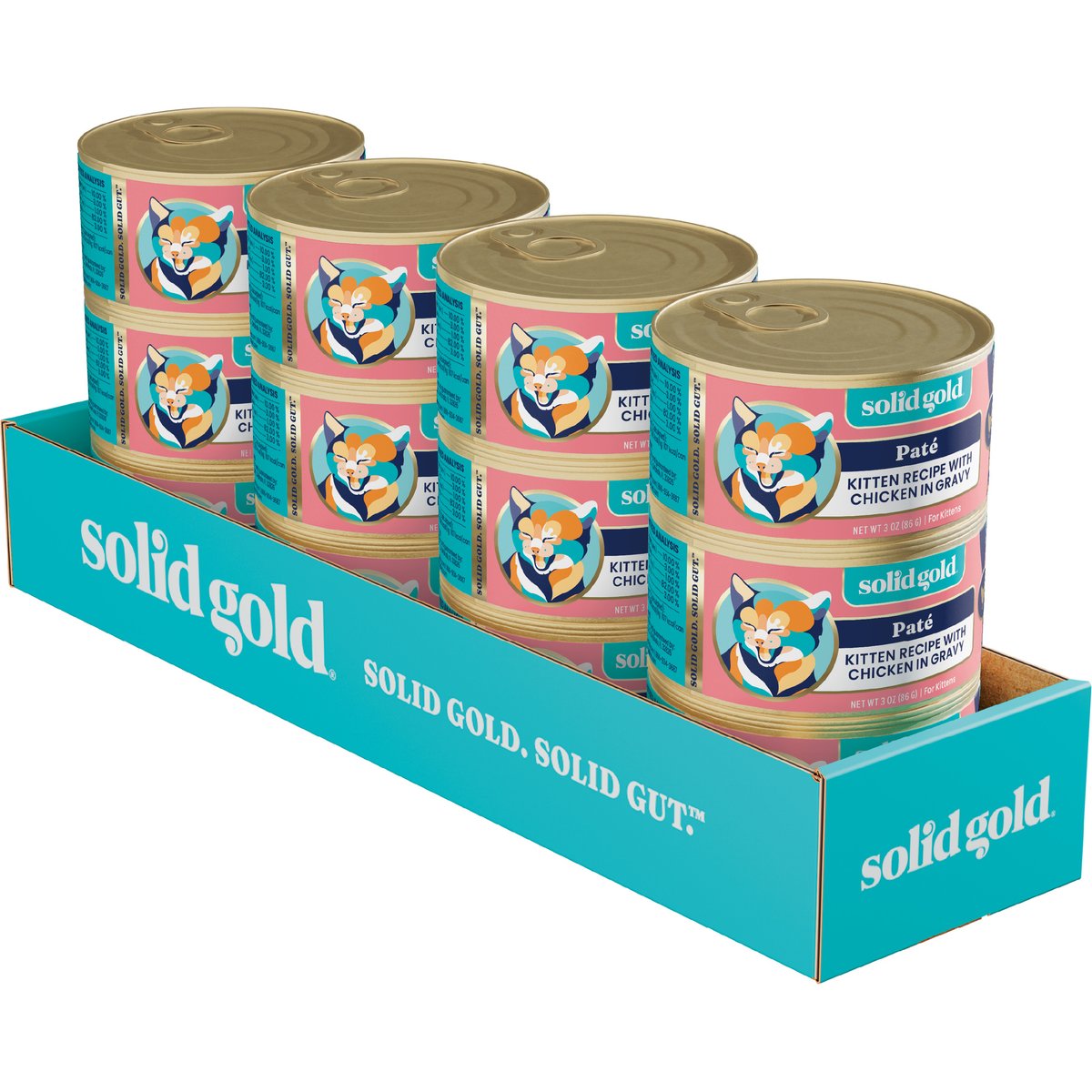 Solid Gold Kitten Chicken Recipe Grain-Free Pate in Gravy Wet Cat Food, 3-oz can, case of 12
