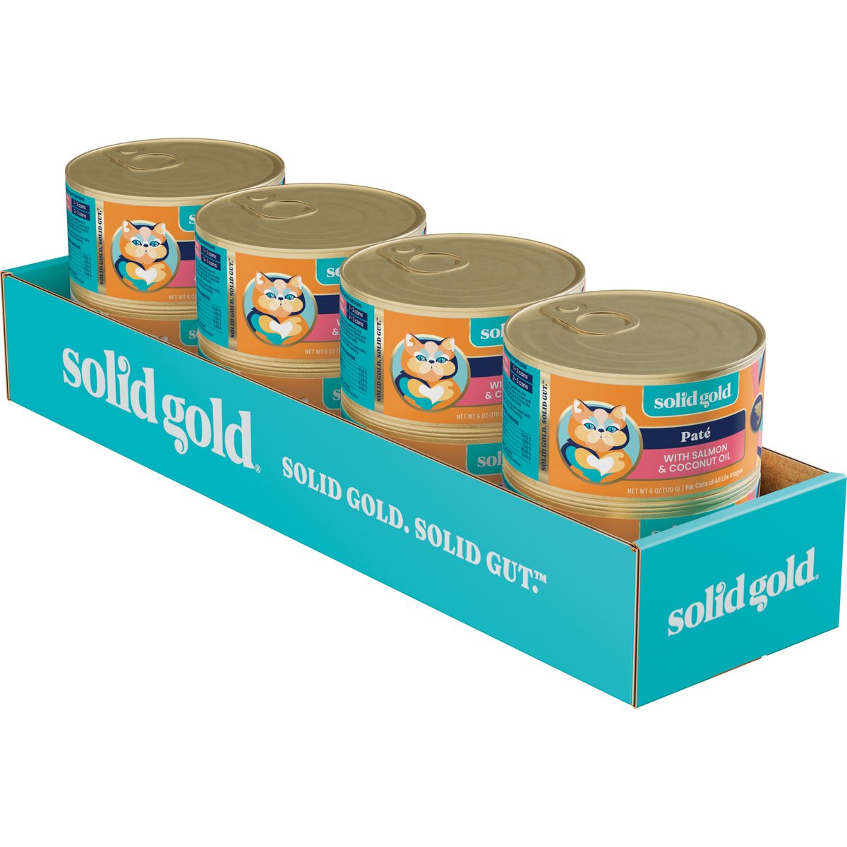 Solid Gold Salmon & Coconut Oil Grain-Free Pate Wet Cat Food, 6-oz can, case of 8