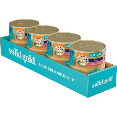 Solid Gold Solid Gold Salmon & Coconut Oil Grain-Free Pate Wet Cat Food, 6-oz can, case of 8