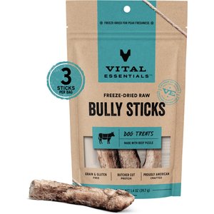 Vital Essentials Bully Sticks Freeze-Dried Dog Chew, 1.4-oz bag, 3 count