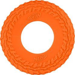 Nerf Dog TPR Tire Flyer Dog Flying-Discs Toy, Orange, 10-in
