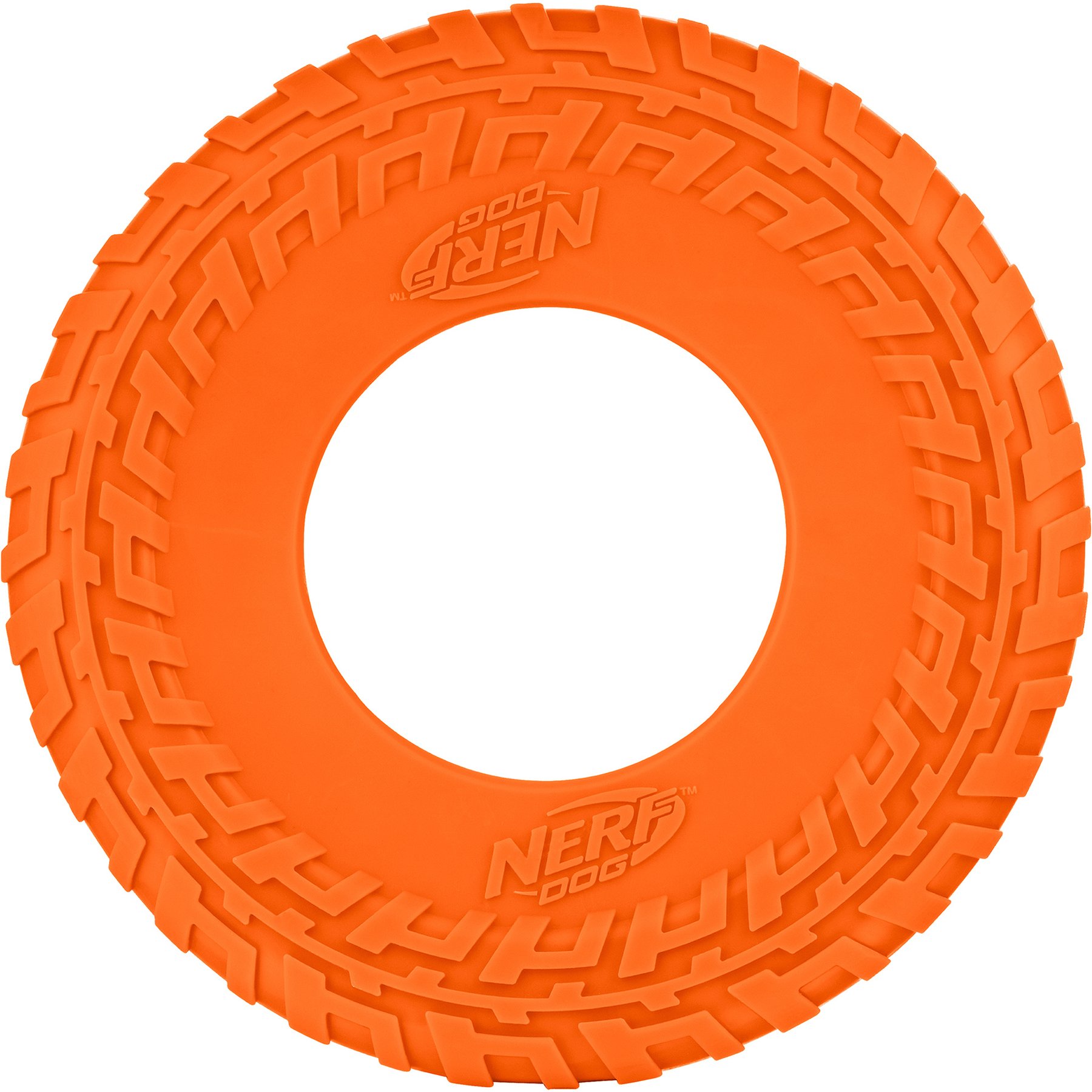 Nerf Dog TPR Tire Flyer Dog Flying-Discs Toy, Orange, 10-in