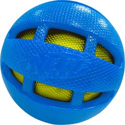 Nerf Dog TPR Checker Squeak & Crunch Dog Ball Toy, Blue & Green, 3.8-in