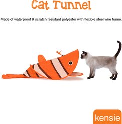 Kensie Clownfish Collapsible Interactive Play Cat Tunnel with Crinkle Tail, Feather Spout & Travel Bag, Orange, 38-in slide 2 of 7
