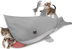 Kensie Dolphin Collapsible Interactive Play Cat Tunnel with Crinkle Tail, Feather Spout & Travel Bag, Grey, 38-in