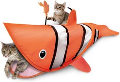 Kensie Clownfish Collapsible Interactive Play Cat Tunnel with Crinkle Tail, Feather Spout & Travel Bag, Orange, 38-in