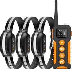 PetJoy IPX7 3-Channel, 3300-ft & Rechargeable Waterproof Remote Dog Training Collar, Black/Orange, 7 to 27-in neck, 3/4-in wide, 3 count