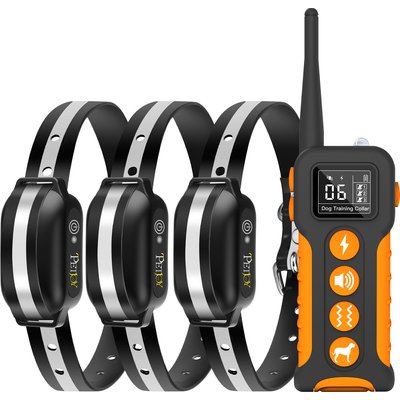 PetJoy PetJoy IPX7 3-Channel, 3300-ft & Rechargeable Waterproof Remote Dog Training Collar, Black/Orange, 7 to 27-in neck, 3/4-in wide, 3 count