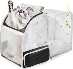 LAIRIES Square Back Expandable Dog & Cat Carrier Backpack, Black