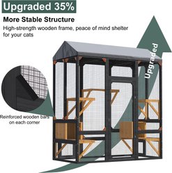 TIMHAKA 7 Platform & 2 Resting Box, Waterproof Roof Catio Outdoor Enclosure Cage Cat House, Black, Large: 63 x 31.5 x 73-in slide 2 of 7