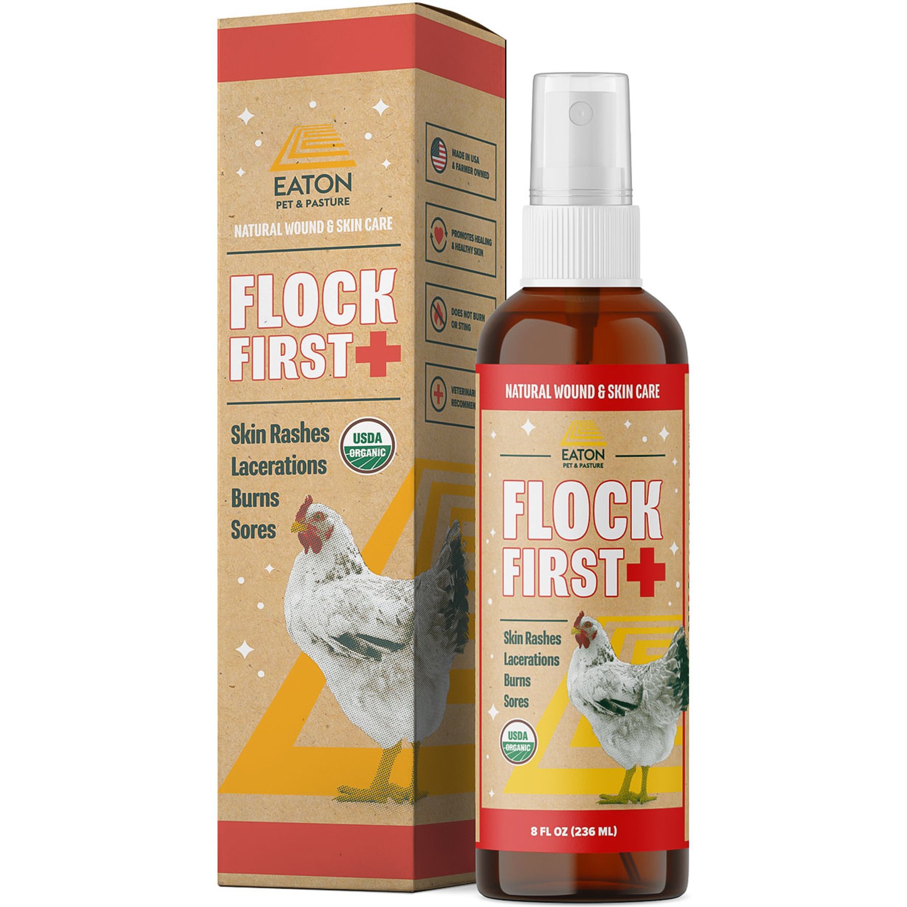 Eaton Pet & Pasture Flock First USDA Certified Organic Poultry Wound Spray, 8-fl oz bottle