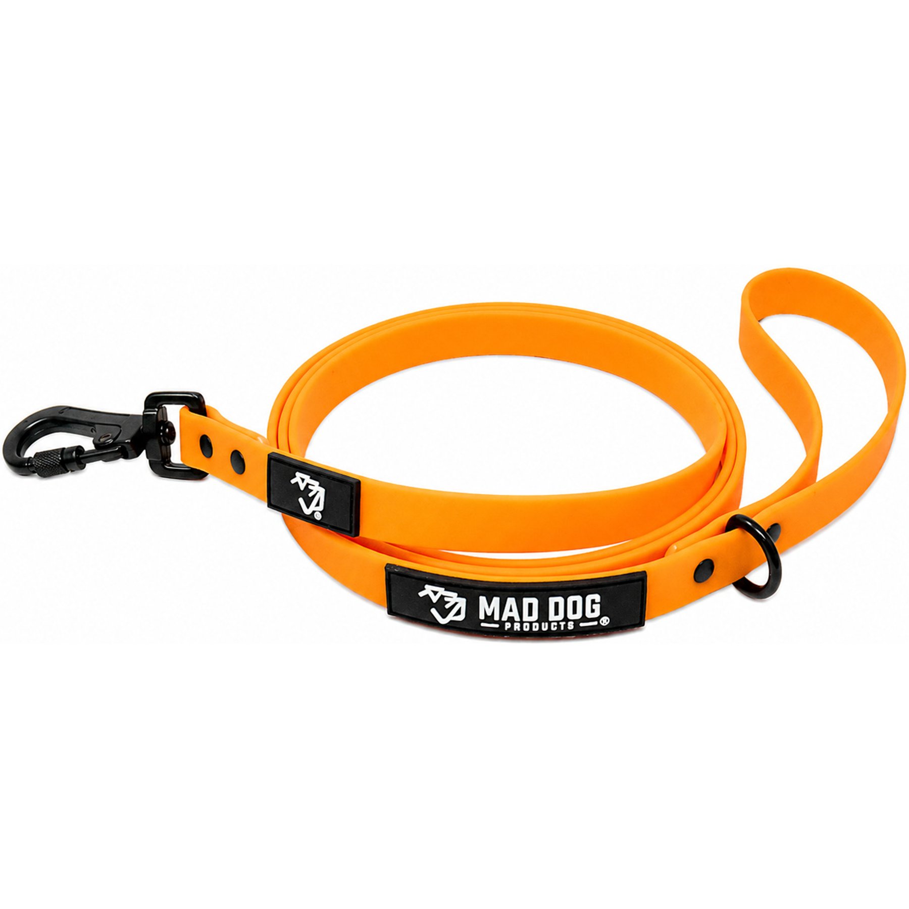 Mad Dog Products Biothane Waterproof Training Dog Leash, 6-ft long, 0.75-in wide, Orange