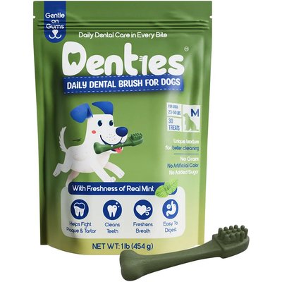 Denties Denties Mint, Chicken & Beef Recipe Dental Chew Dog Treats, Regular/Medium, 30 count