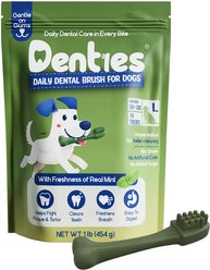 Denties Mint, Chicken & Beef Recipe Dental Chew Dog Treats, Large, 10 count