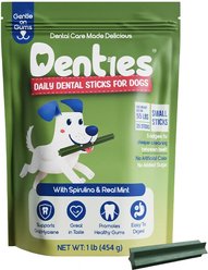Denties Chicken, Spirulina & Mint Recipe Dental Sticks Dog Treats, Small, 35 count